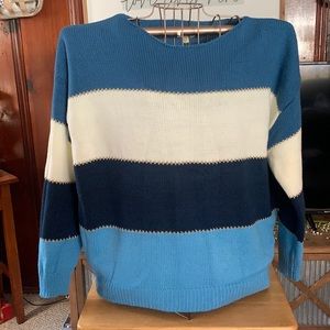 Blue, white, gold knit sweater sz 2x new with tag